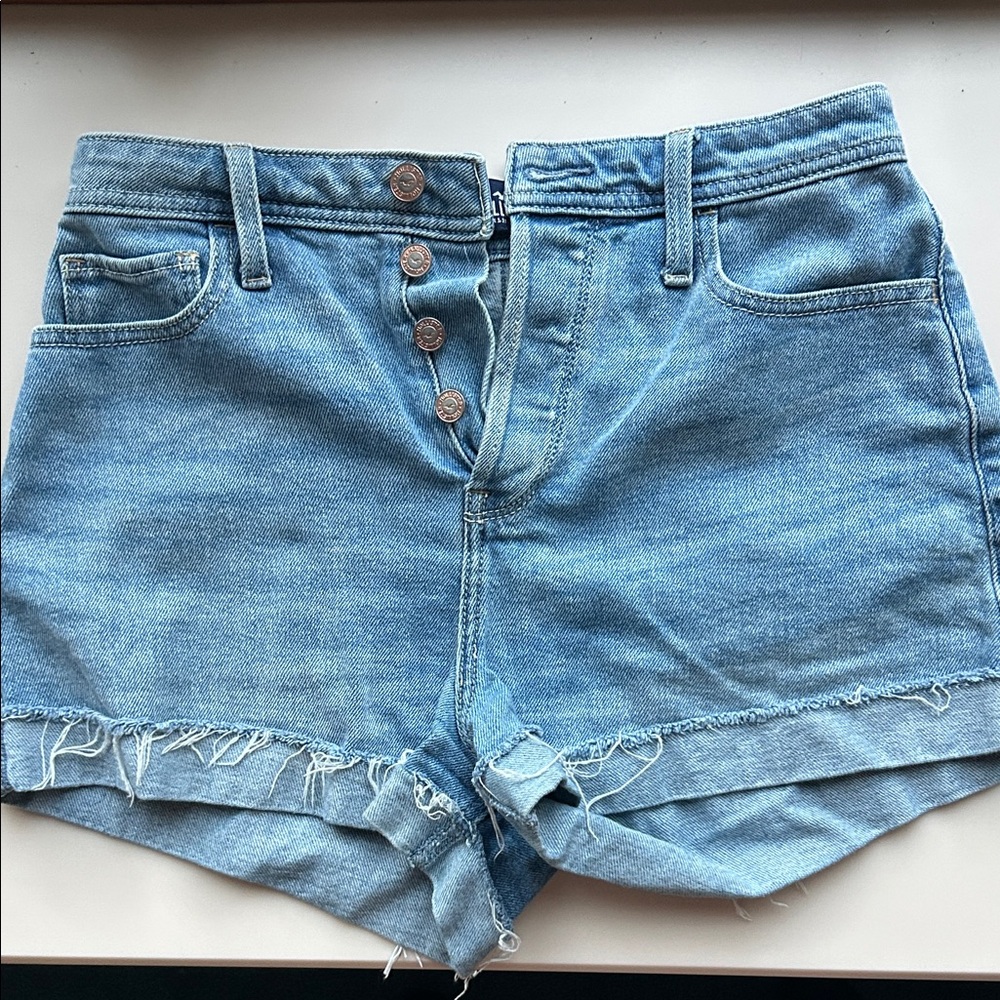 Denim Blue High Rise Hollister Women's Shorts